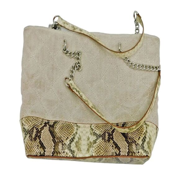 Women's Ann Klein Beige Fabric and Fake Snake Skin - Picture 2 of 4